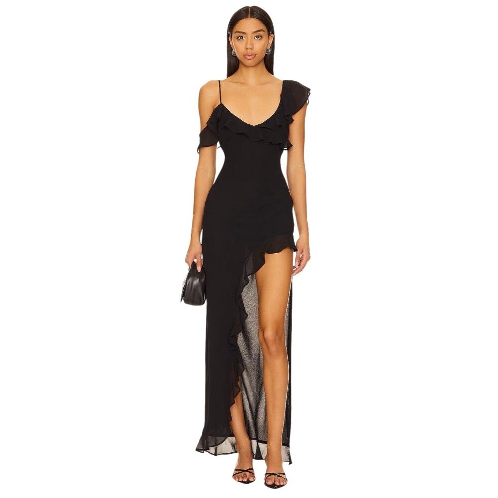 Runaway The Label Vacanza Maxi Dress in Black Small New Womens Gown